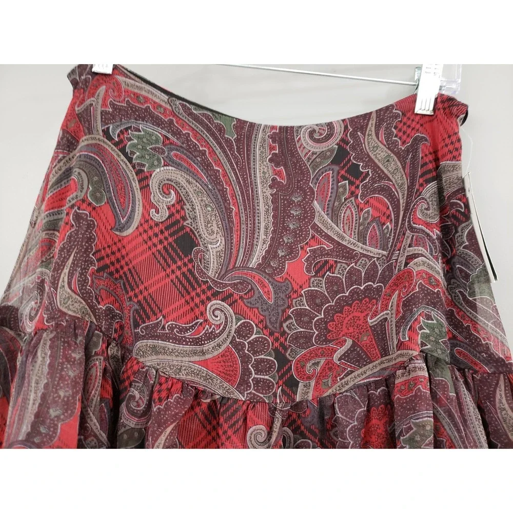 NEW SZ 6 Ralph Lauren Floral Paisley Print Tiered Midi Skirt Gothic punk carreer
